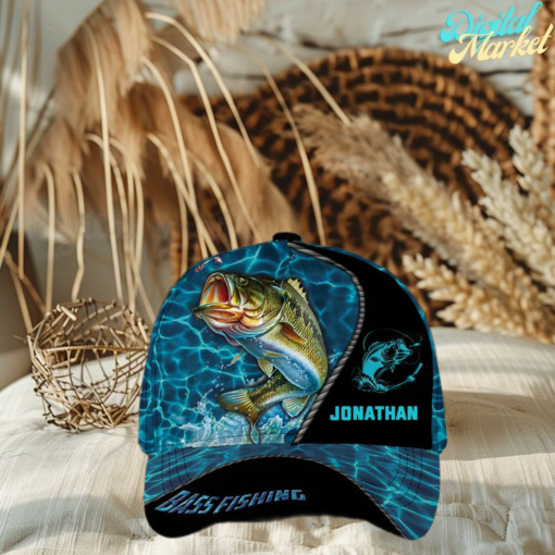 Personalized Fishing Water Blue Cap Gift For Fisherman On Fathers Day Birthday