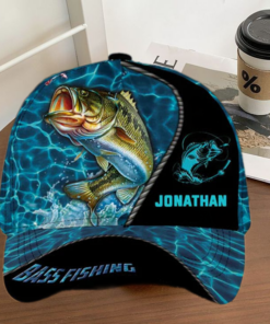 Personalized Fishing Water Blue Cap Gift For Fisherman On Fathers Day Birthday