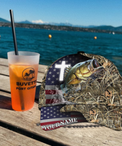 Personalized Large Mouth Bass Fishing Grass Camo And US Flag Pattern Premium Classic 3D Cap