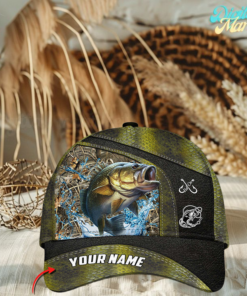 Bass Fishing Personalized Name Blue 3D Classic Cap