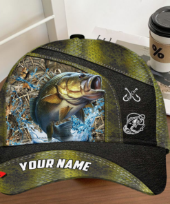 Bass Fishing Personalized Name Blue 3D Classic Cap