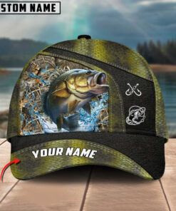 Bass Fishing Personalized Name Blue 3D Classic Cap