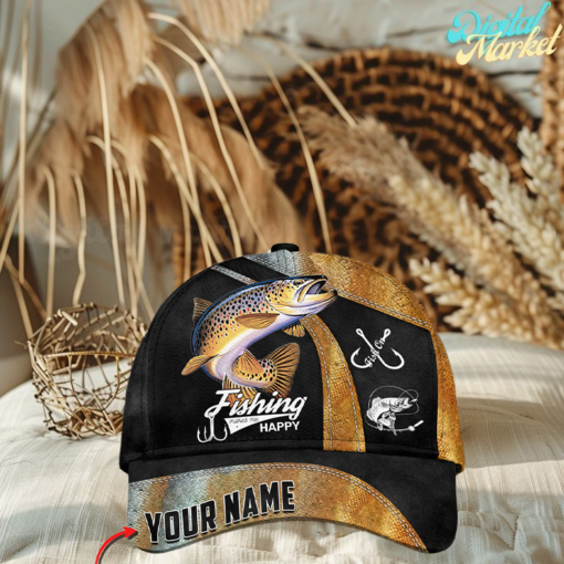 Personalized Trout Fishing Cap Gift For Fisherman On Fathers Day Birthday