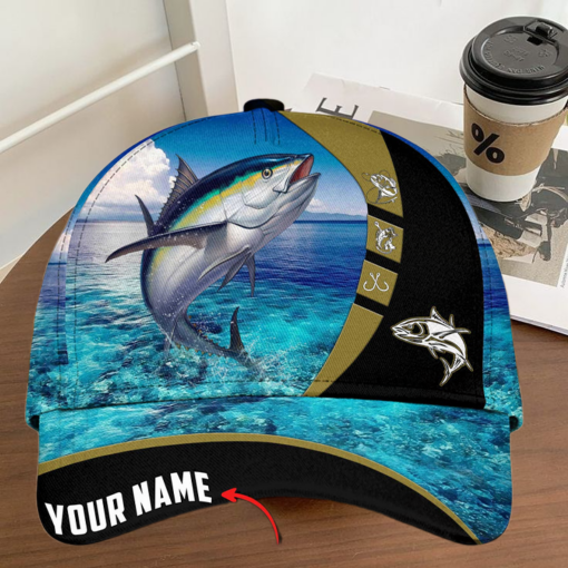 Personalized Tuna Fishing Water Pattern Classic 3D Cap