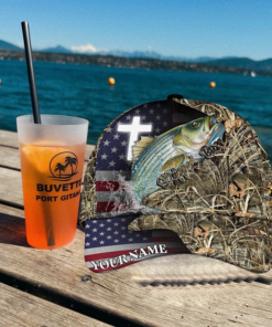 Personalized Stripped Bass Fishing Grass Camo And US Flag Pattern Premium Classic 3D Cap