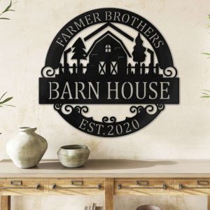 Barn House Personalized Metal Signs Rustic Entrance Farmhouse Decor Farm Metal Signs Warehouse Vintage Decor Family Farm Sign