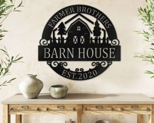 Barn House Personalized Metal Signs Rustic Entrance Farmhouse Decor Farm Metal Signs Warehouse Vintage Decor Family Farm Sign