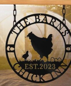 Chick Inn Metal Sign Chicken with Chicks Family Sign Farmhouse Farmer Gift