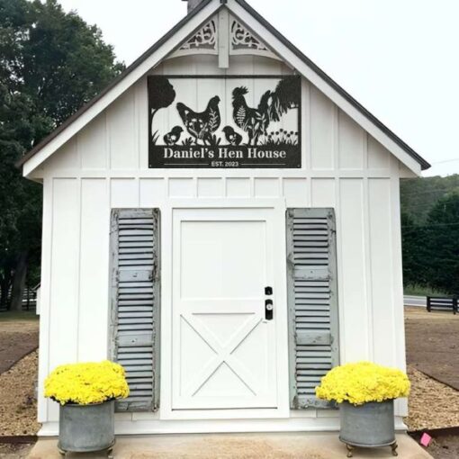 Chicken Coop Sign Chicken Hen House Farmhouse Personalized Farm Metal Sign