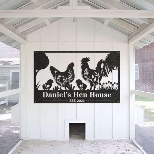 Chicken Coop Sign Chicken Hen House Farmhouse Personalized Farm Metal Sign