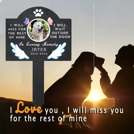 Custom Engraved Slate Pet Memorial Stone with Photo Frame Personalized Dog, Cat, Parrot & Rabbit Grave Marker Vintage Style Desk Decor for Anniversaries Christmas Pet Memorial Gift Vintage Pet Decor Photo Display Stone Memorial Keepsakes