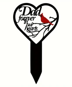 Heartfelt Dad Memorial Stake - Weatherproof, Emotional Heart-Shaped Grave Marker, Personalized Garden Plaque for Cemetery Memorials, Honoring Beloved Relatives with Durable, Long-Lasting, Easy-to-Install Design