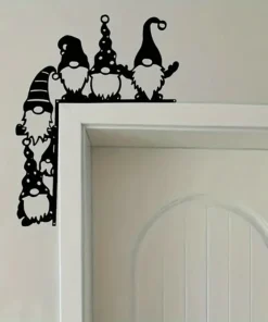 Classic Black Iron Santa Gnome Door Corner Decor Easy Install, No Power Needed, Perfect for Christmas & Thanksgiving