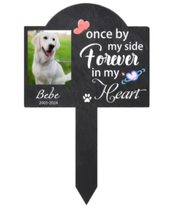 Custom Engraved Slate Pet Memorial Stone with Photo Frame Personalized Dog, Cat, Parrot & Rabbit Grave Marker Vintage Style Desk Decor for Anniversaries Christmas Pet Memorial Gift Vintage Pet Decor Photo Display Stone Memorial Keepsakes