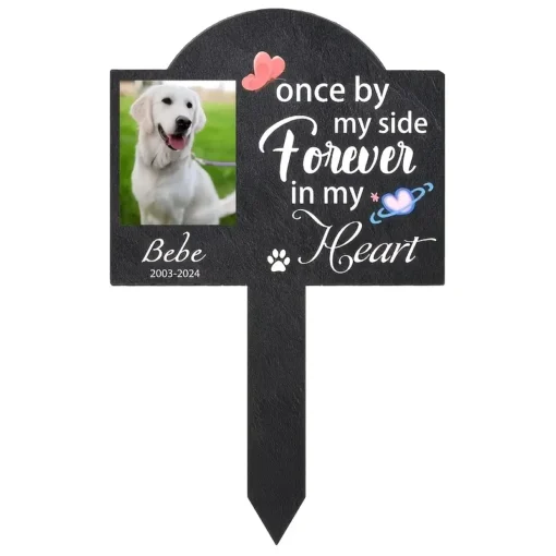 Custom Engraved Slate Pet Memorial Stone with Photo Frame Personalized Dog, Cat, Parrot & Rabbit Grave Marker Vintage Style Desk Decor for Anniversaries Christmas Pet Memorial Gift Vintage Pet Decor Photo Display Stone Memorial Keepsakes