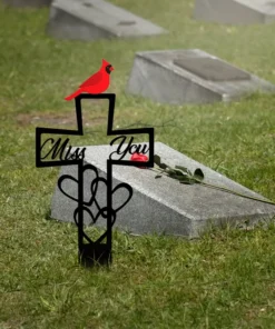 2D Flat A Horizontal Acrylic Cross Tombstone That Requires No Electricity Or Feathers, a Durable Grave Marker for Remembrance, a Sign for a Family'S Lost Garden, And Outdoor Patio Decoration.