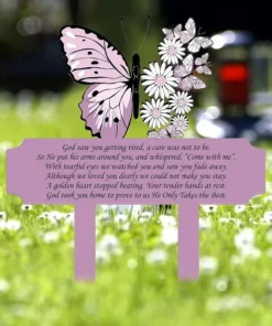 Butterfly Memorial Acrylic Stake Sympathy Tribute Marker, Universal Holiday Waterproof Outdoor Decor, Easy-to-Install Garden Graveside Remembrance Sign, Stake Mount without Electricity