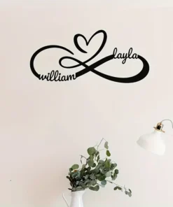 Personalized Infinity Heart Metal Wall Art Custom Name Engraving, Perfect for Couples Home Decor, Anniversary & Engagement Valentines Day Gifts