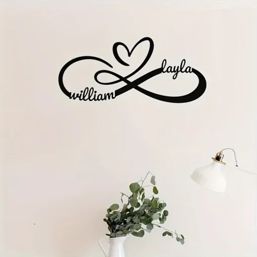 Personalized Infinity Heart Metal Wall Art Custom Name Engraving, Perfect for Couples Home Decor, Anniversary & Engagement Valentines Day Gifts