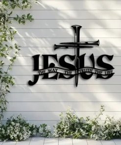 Jesus & Praying Hands Metal Wall Art - 39.88cm x 28.45cm Cross Decor, Perfect Christian Gift for Home