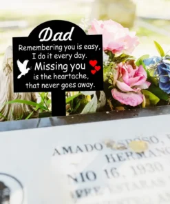 1pc Classic Acrylic Dad Monument, The Cross Memorial Garden Stake, Durable Waterproof Sympathy Marker, Outdoor Yard Decoration for Cemetery Graves, Thanksgiving Themed, No Battery Needed