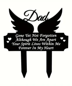 Heartfelt Rustic Memorial Grave Marker Weatherproof Cemetery Decoration with Angel Wings and Heartfelt Message Outdoor Garden Plaque Stake for Lost Loved Ones, Durable Plastic Construction, Easy Installation, and Long Lasting Tribute