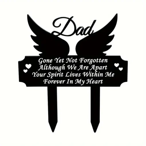 Heartfelt Rustic Memorial Grave Marker Weatherproof Cemetery Decoration with Angel Wings and Heartfelt Message Outdoor Garden Plaque Stake for Lost Loved Ones, Durable Plastic Construction, Easy Installation, and Long Lasting Tribute