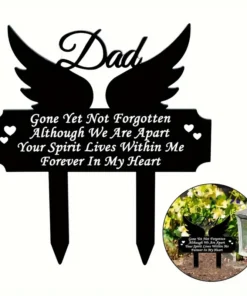 Heartfelt Rustic Memorial Grave Marker Weatherproof Cemetery Decoration with Angel Wings and Heartfelt Message Outdoor Garden Plaque Stake for Lost Loved Ones, Durable Plastic Construction, Easy Installation, and Long Lasting Tribute