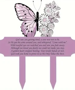 Butterfly Memorial Acrylic Stake Sympathy Tribute Marker, Universal Holiday Waterproof Outdoor Decor, Easy-to-Install Garden Graveside Remembrance Sign, Stake Mount without Electricity