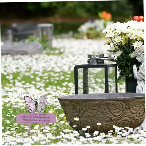 Butterfly Memorial Acrylic Stake Sympathy Tribute Marker, Universal Holiday Waterproof Outdoor Decor, Easy-to-Install Garden Graveside Remembrance Sign, Stake Mount without Electricity