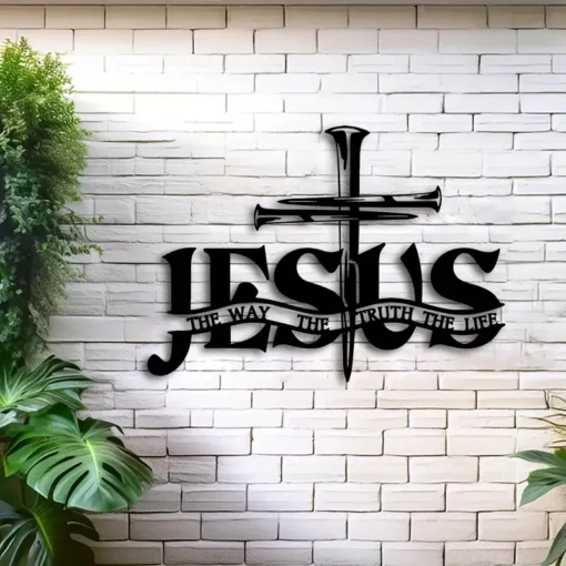 Jesus & Praying Hands Metal Wall Art - 39.88cm x 28.45cm Cross Decor, Perfect Christian Gift for Home