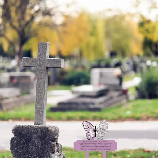 Butterfly Memorial Acrylic Stake Sympathy Tribute Marker, Universal Holiday Waterproof Outdoor Decor, Easy-to-Install Garden Graveside Remembrance Sign, Stake Mount without Electricity