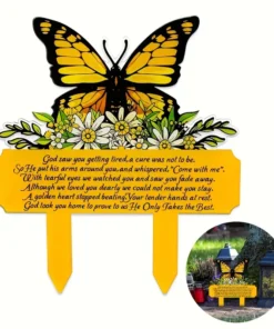 Acrylic Custom Text Memorial Butterfly Sign, Art Deco Style, Polypropylene, Floor Mount, Nature & Outdoors Theme, Flag Day Outdoor Decor, No Electricity or Battery Needed, for Cemetery, Garden, Lost Loved Ones, Family, Pets