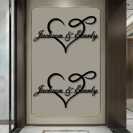 Customizable Infinity Heart Metal Wall Art, Personalized Love Sign Decor, Ideal for Bedroom, Living Room,Valentine's Day Wedding & Anniversary Gift, Iron Material, Art & Crafts Decor