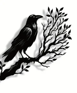 Vintage Raven Metal Wall Art Distinctive Black Bird Silhouette Decor with Detachable Plaque Ideal for Living Room, Bedroom, Office, Cafe, Bar, Farmhouse Decorations and Unique Gifts