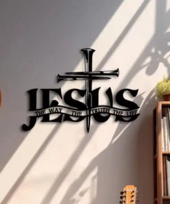 Jesus & Praying Hands Metal Wall Art - 39.88cm x 28.45cm Cross Decor, Perfect Christian Gift for Home