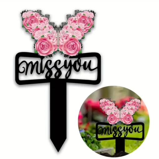 Art Deco Acrylic "Miss You" Memorial Garden Stake Multipurpose Outdoor Tombstone Marker for Cemetery, Condolences & Loved Ones Tribute, Memorial Day Decorations
