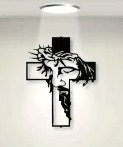 Metal Cross Sign Wall Art Decoration, Easter Thanksgiving Wall Hanging Decoration,Office Dining Room Lobby Wall Decor, Halloween Room Decor