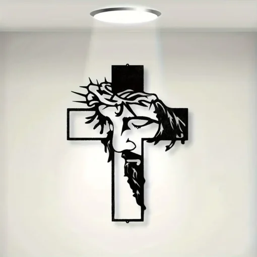 Metal Cross Sign Wall Art Decoration, Easter Thanksgiving Wall Hanging Decoration,Office Dining Room Lobby Wall Decor, Halloween Room Decor