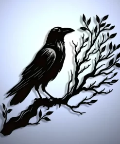 Vintage Raven Metal Wall Art Distinctive Black Bird Silhouette Decor with Detachable Plaque Ideal for Living Room, Bedroom, Office, Cafe, Bar, Farmhouse Decorations and Unique Gifts