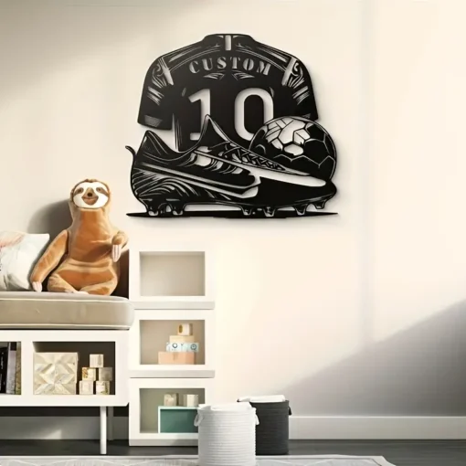 Soccer Inspired Metal Wall Art Versatile Decor for Home, Living Room, Outdoor Spaces & More - Perfect Father's Day Birthday Gift Idea