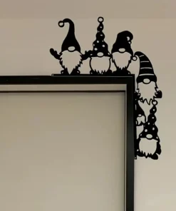 Classic Black Iron Santa Gnome Door Corner Decor Easy Install, No Power Needed, Perfect for Christmas & Thanksgiving