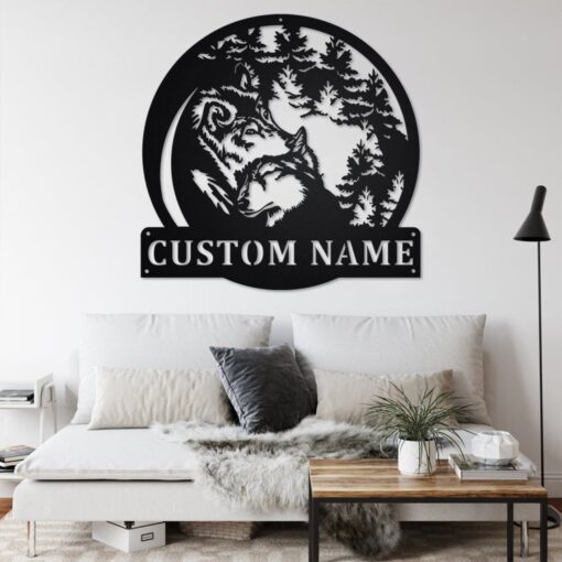 Custom Couple Wolf Metal Wall Art, Personalized Wolf Name Sign Decoration For Room, Wolf Home Decor, Custom Wolf, Couple Wolf, Wolf Lover