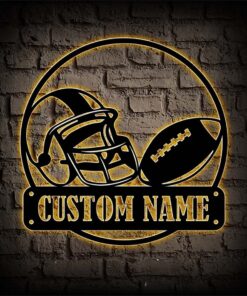 Custom Football Metal Sign,Football Player Metal Wall Art With Led Light,Personalized Football Player Name Sign,Football Player Home Decor