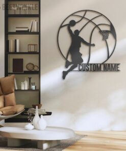 Custom Man Basketball Metal Wall Art LED Light Personalized Player Lover Sign Home Decor Kid Boy Girl Nursery Decoration Birthday Christmas