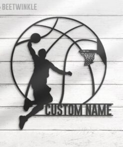 Custom Man Basketball Metal Wall Art LED Light Personalized Player Lover Sign Home Decor Kid Boy Girl Nursery Decoration Birthday Christmas