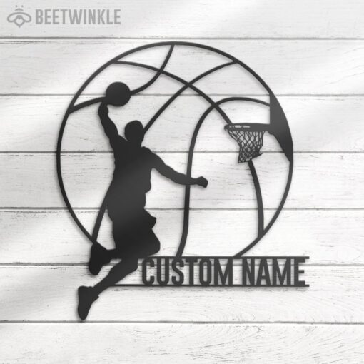 Custom Man Basketball Metal Wall Art LED Light Personalized Player Lover Sign Home Decor Kid Boy Girl Nursery Decoration Birthday Christmas