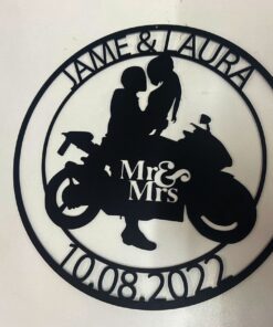 Personalize Motorcycle Gifts,Custom Last Name Biker Couple Metal Sign, Anniversary Gift,Wedding Gift Motorcylce,Biker Couple Gift,Biker Sign