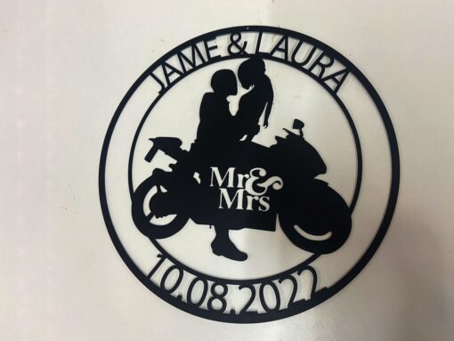 Personalize Motorcycle Gifts,Custom Last Name Biker Couple Metal Sign, Anniversary Gift,Wedding Gift Motorcylce,Biker Couple Gift,Biker Sign