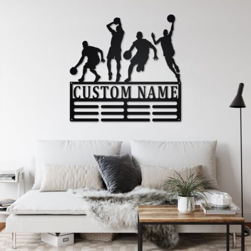 Custom Basketball Medal Holder LED Light, Personalized Basketball Player Name Medal Hanger, Basketball Medal Display Awards Sign, Basketball